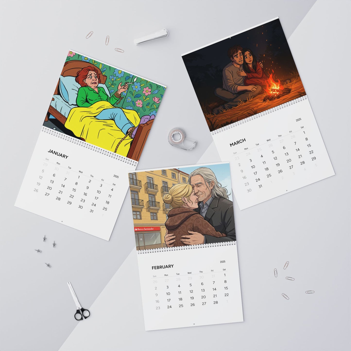 Calendario de pared humorístico 2025: ilustraciones divertidas de Aqui no hay quien viva